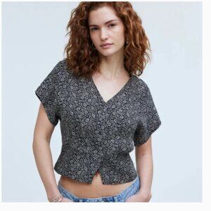 Madewell Pleated Short Sleeve Top in Paisley Floral